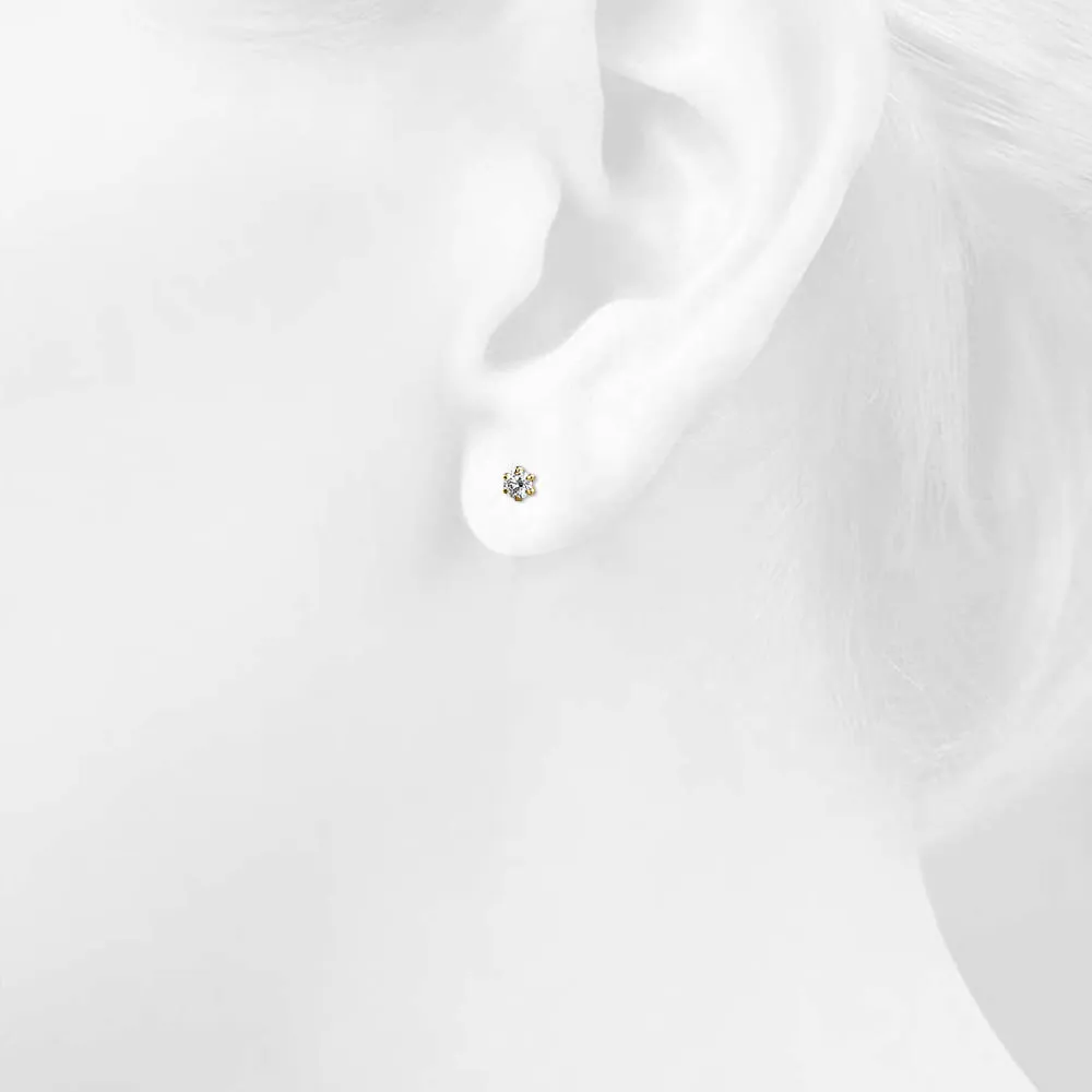 0.3ct Starlit Solitaire Diamond Stud Earrings Encased in 18k Gold