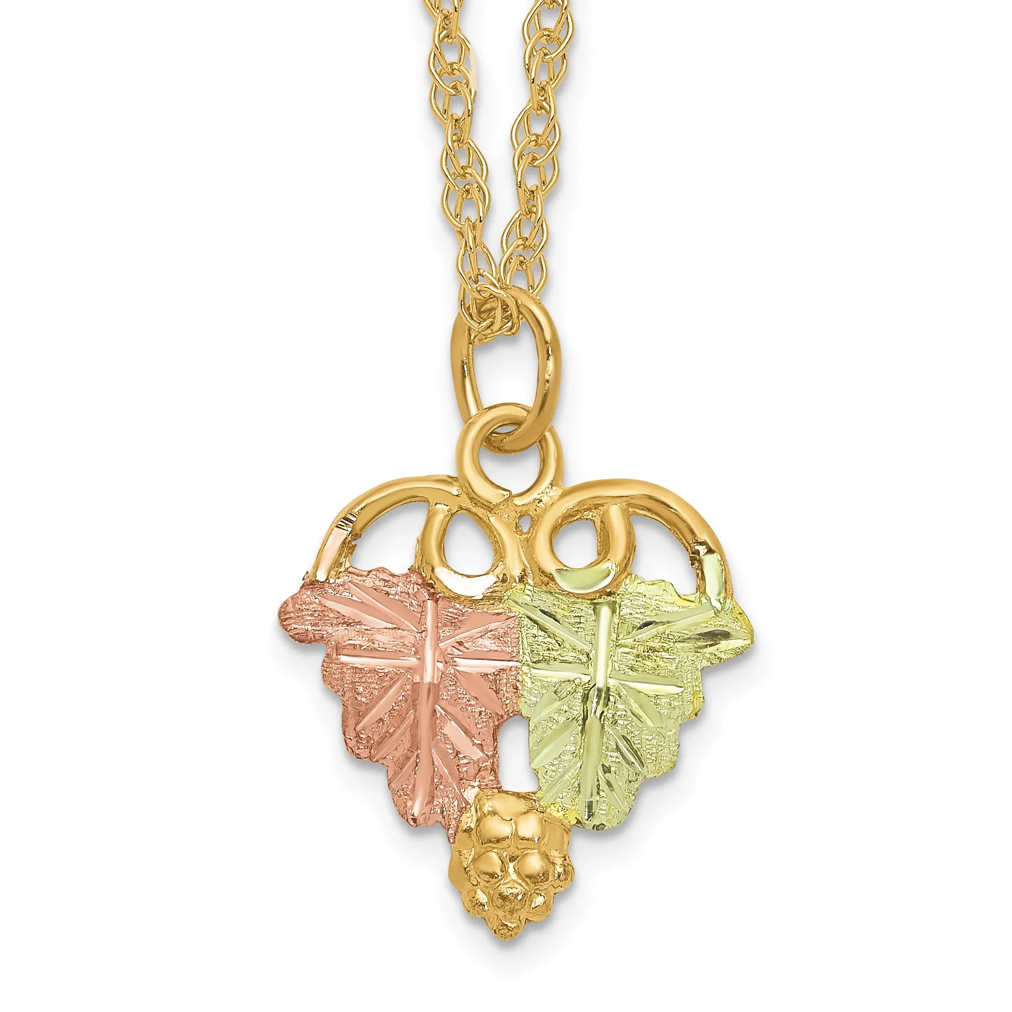 10K Tri-Color Black Hills Gold Polished Ropa Necklace