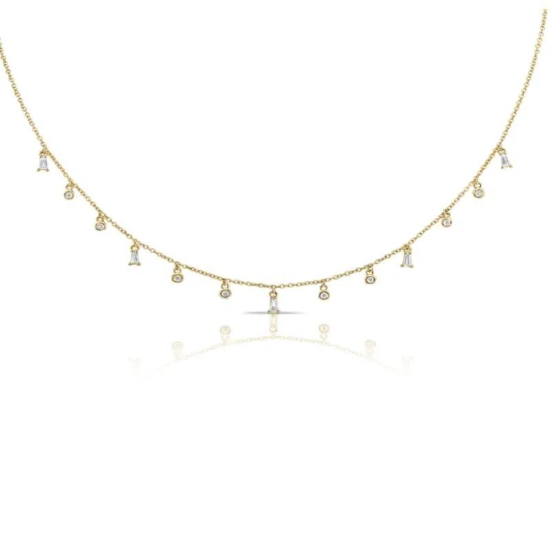 14K Delicate Diamond Drop Necklace