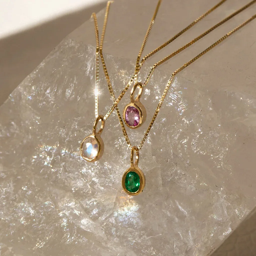 14k Emerald Petite Oval Necklace | Leah Alexandra
