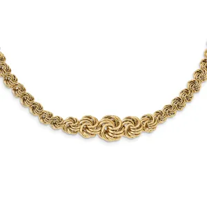 14K Gold Fancy Link Necklace with Polished Finish for Women, 17.5in