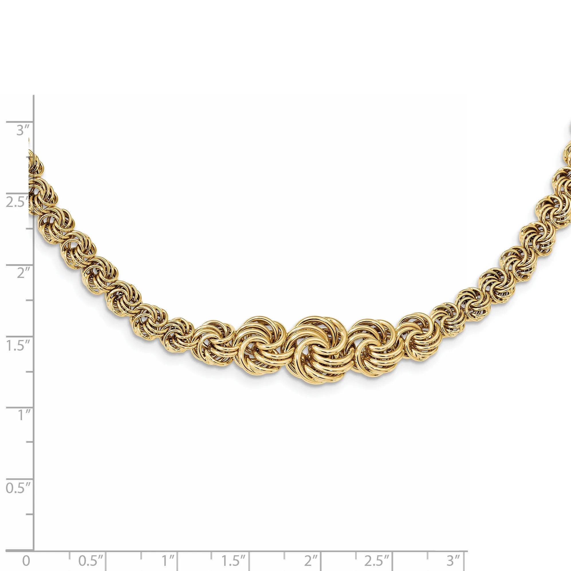 14K Gold Fancy Link Necklace with Polished Finish for Women, 17.5in