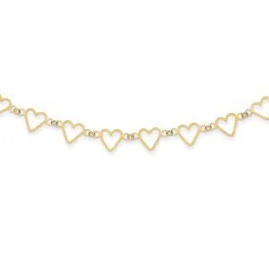 14K Gold Heart-Stamped Oval Cable Necklace with Extender