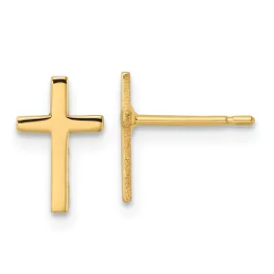 14K Gold Unisex Polished Cross Earrings Elegant Design