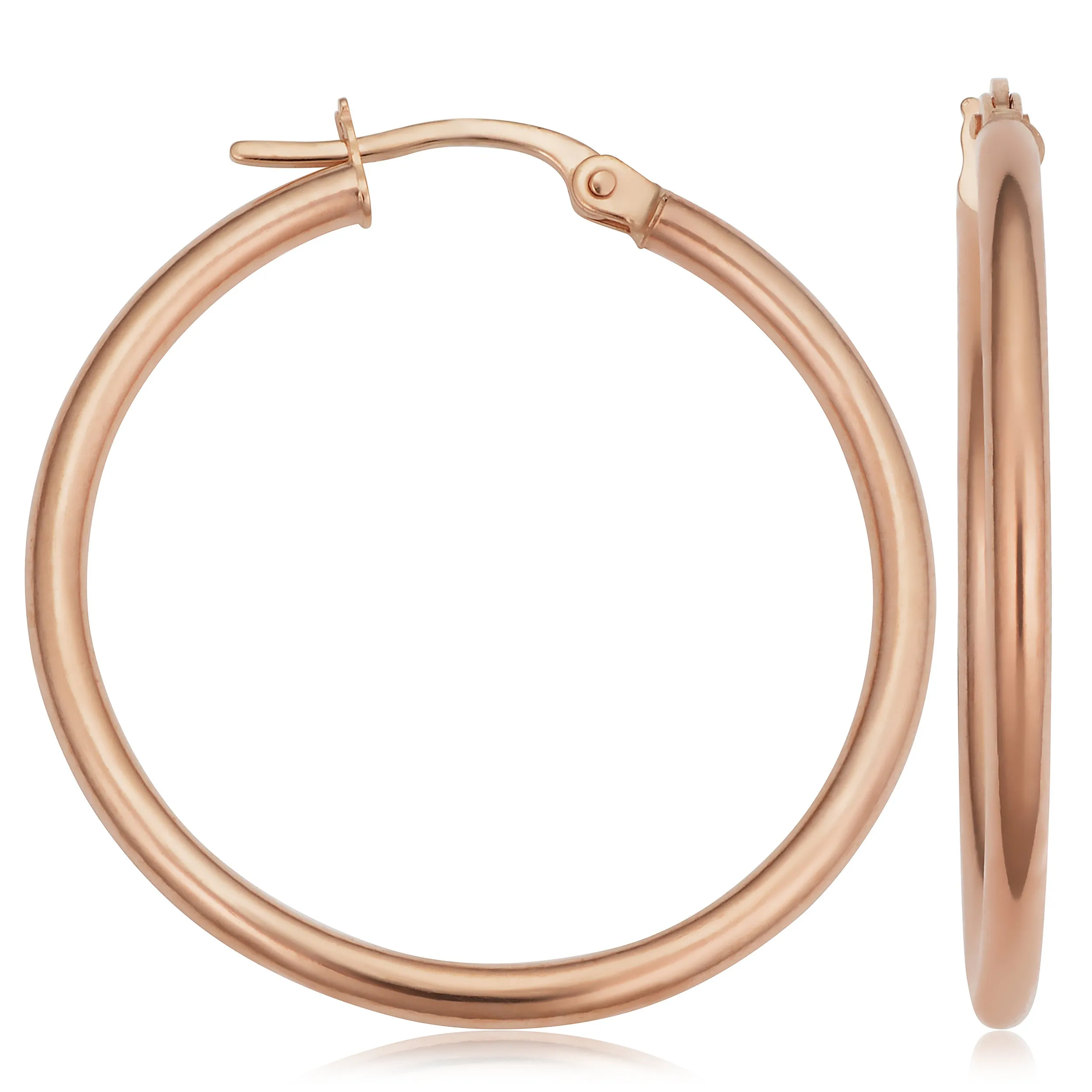 14k Rose Gold 2x25mm Polished Hoop Earrings