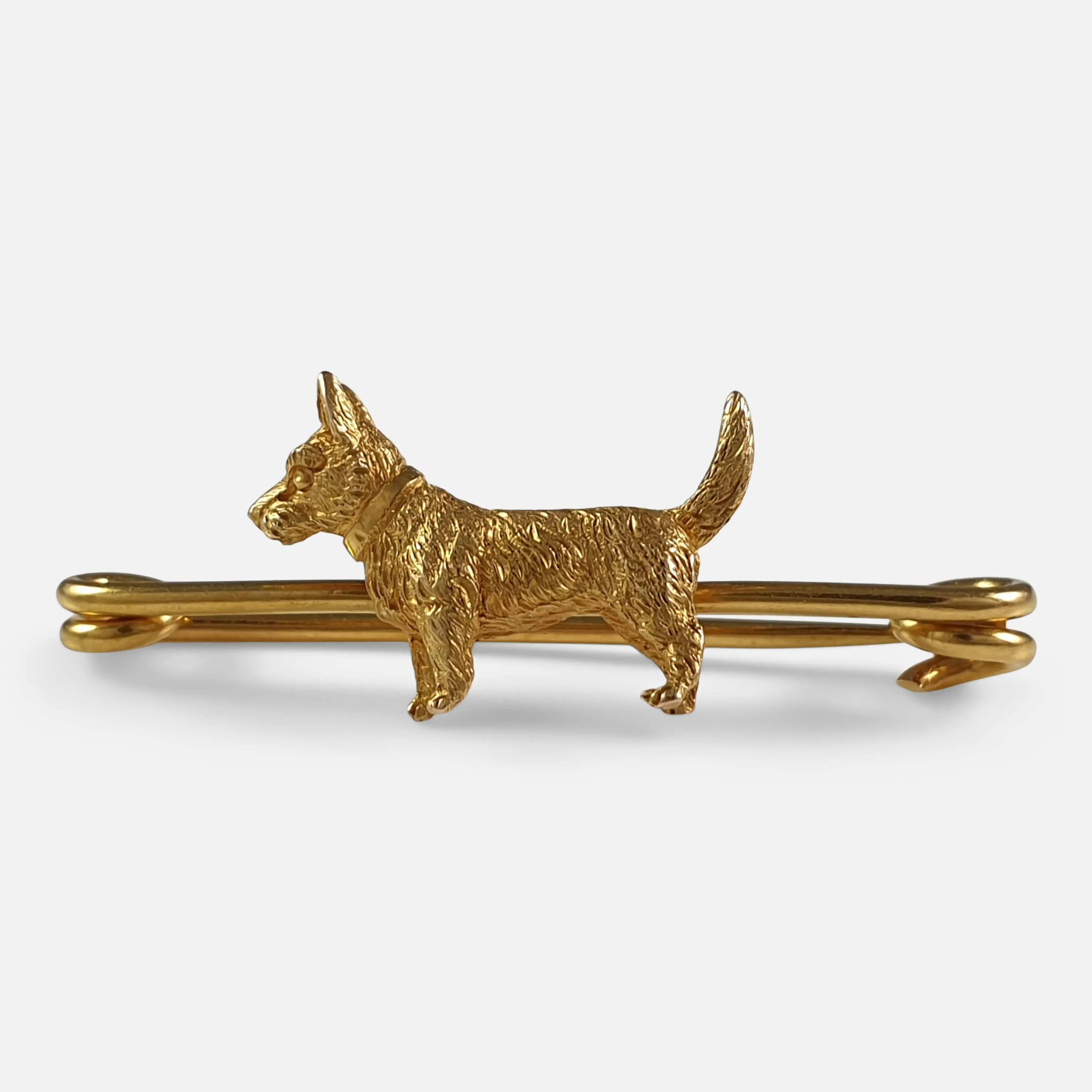 15ct Yellow Gold Cairn Terrier Stock Pin Brooch