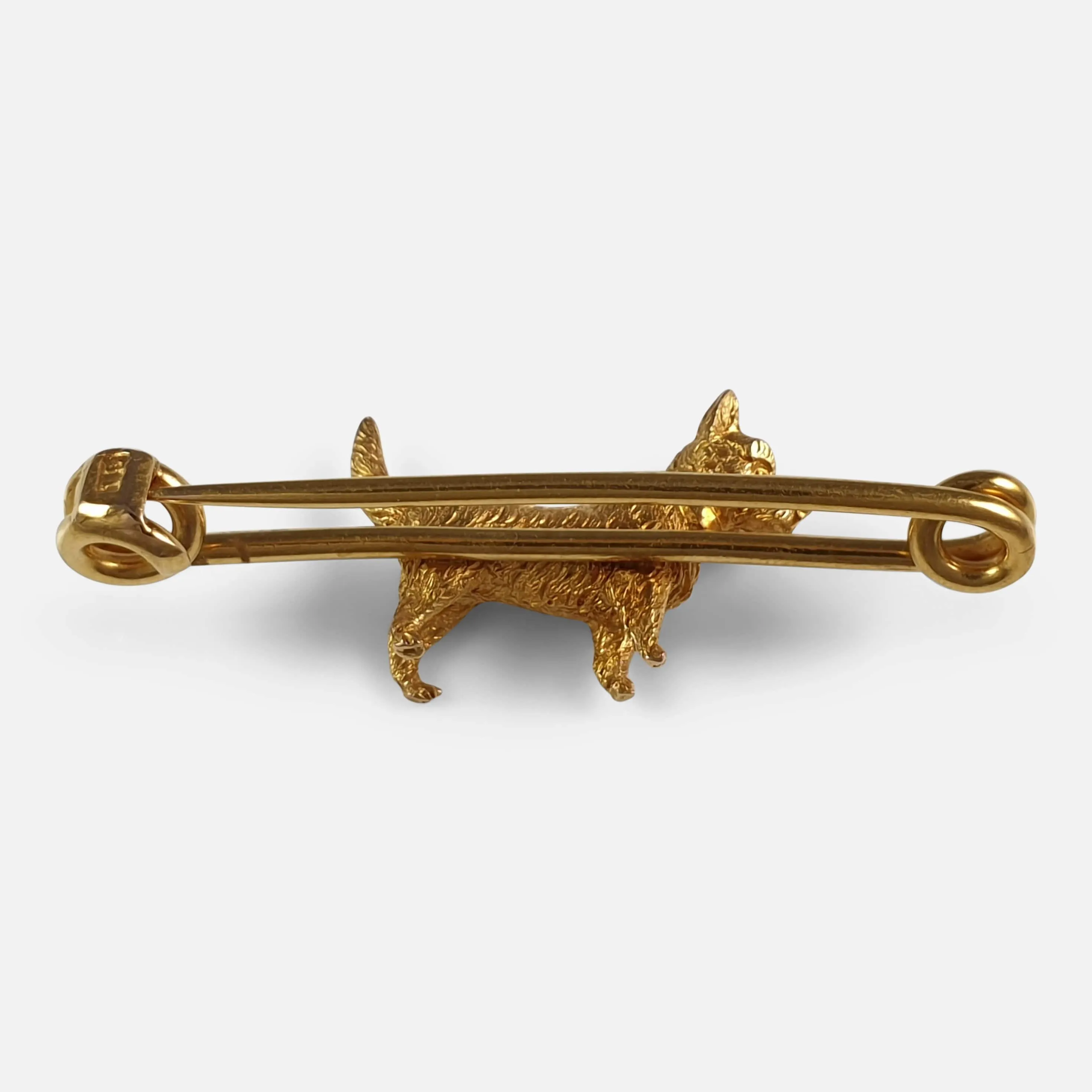 15ct Yellow Gold Cairn Terrier Stock Pin Brooch