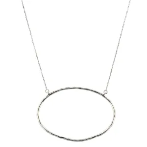 16" Silver Chain Necklace with Large Delicate Silver Oval, 3" Ext.