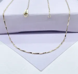 18k Gold Filled 18 Inch Thin Dainty Long Bar Spear Shaped Link Chain
