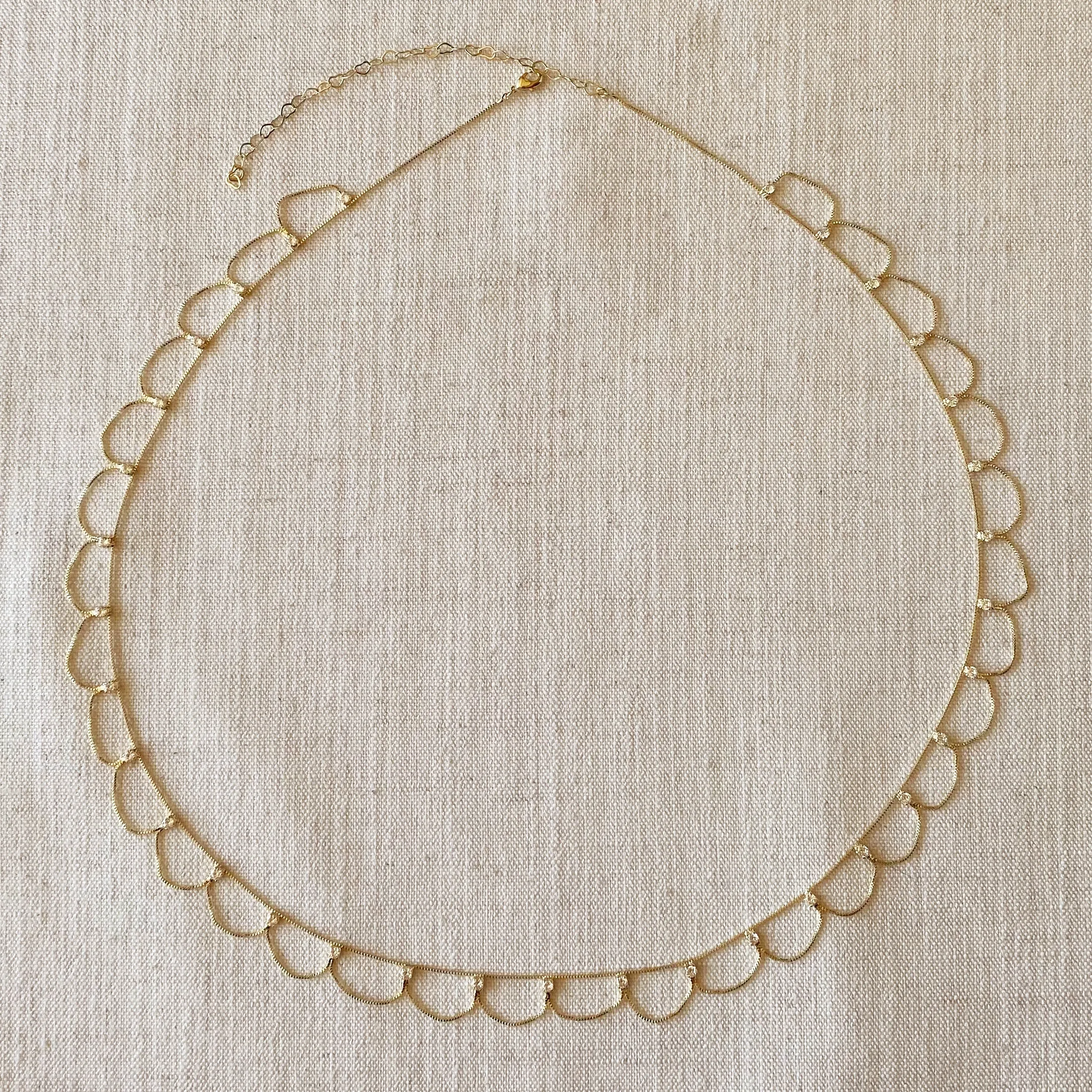 18k Gold Filled Bali Style Belly Chain With Cubic Zirconia Stones