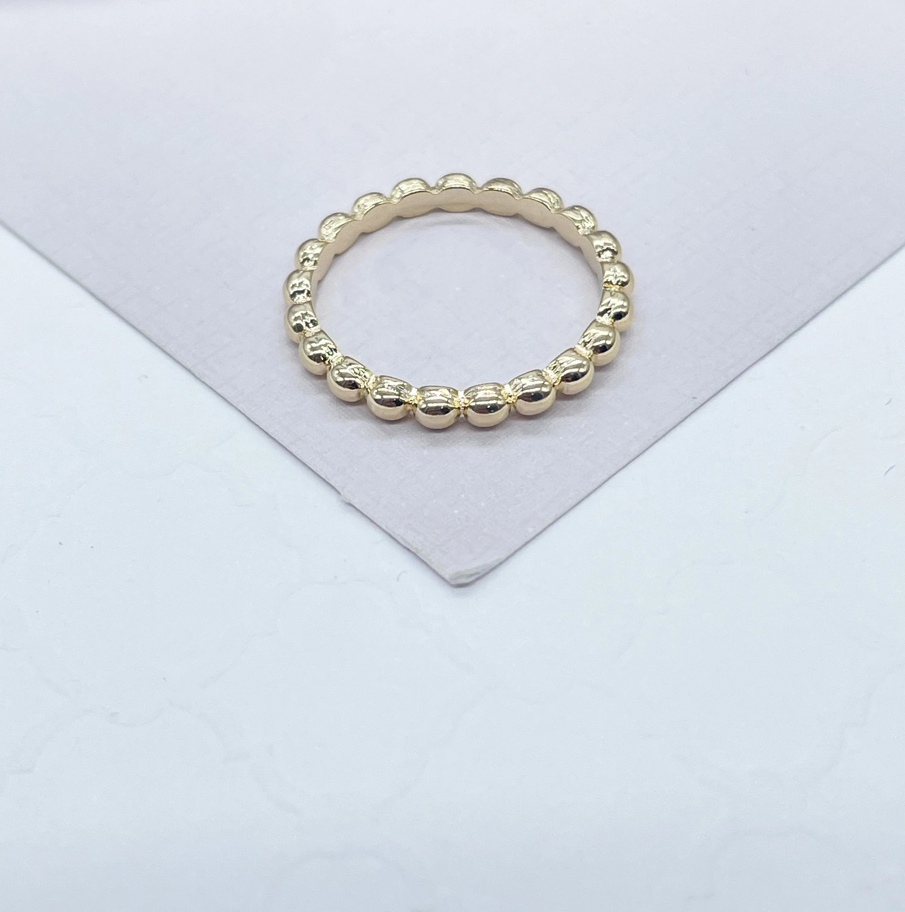 18k Gold Filled Beaded Band Ring