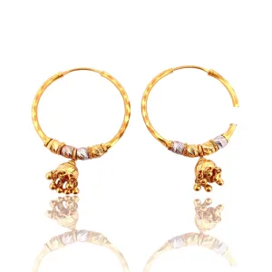 22K Gold Two-tone Fashionable Hoop Earrings