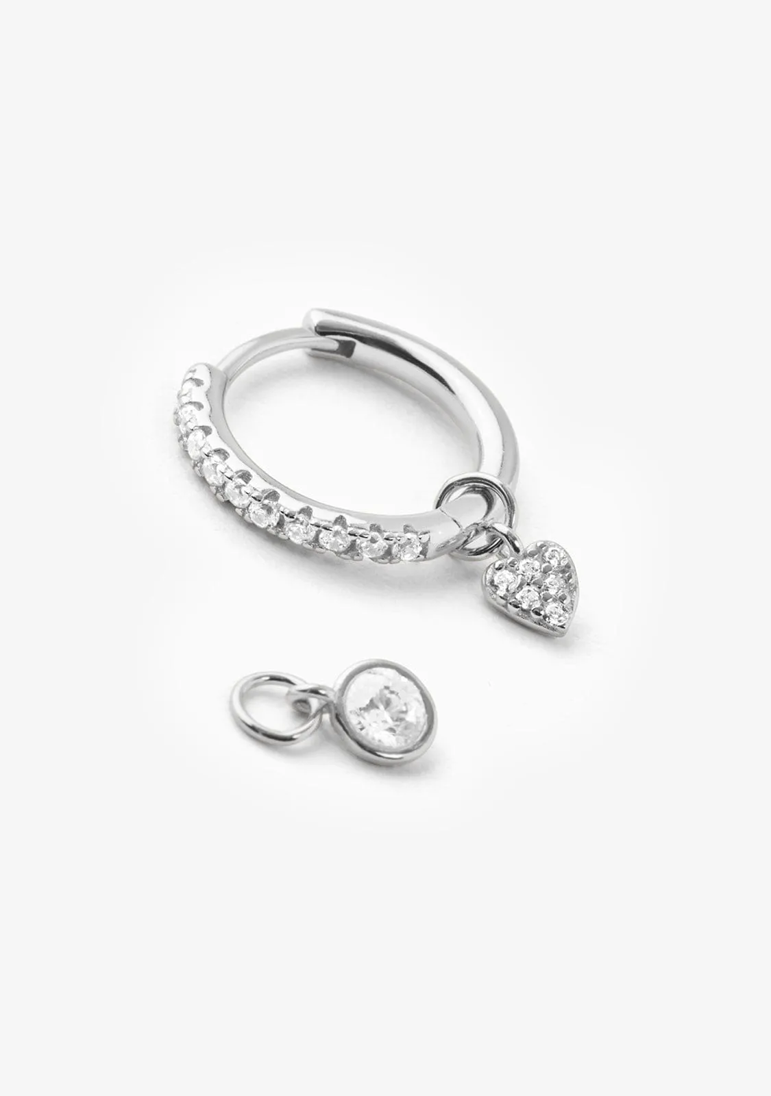 4 Charms Hoop Earrings Silver