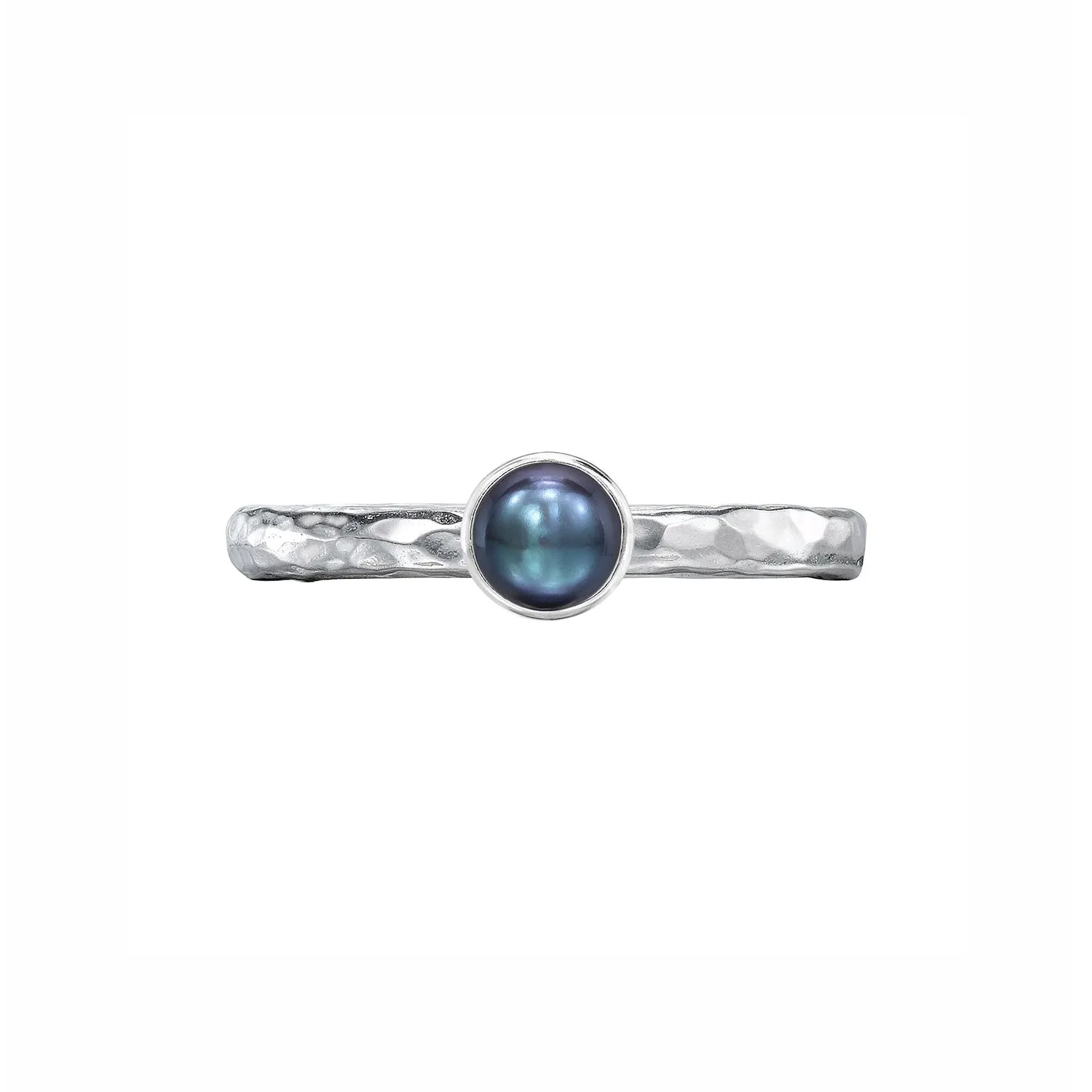 4mm Peacock Pearl Hammered Twinkle Ring