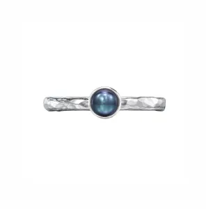 4mm Peacock Pearl Hammered Twinkle Ring