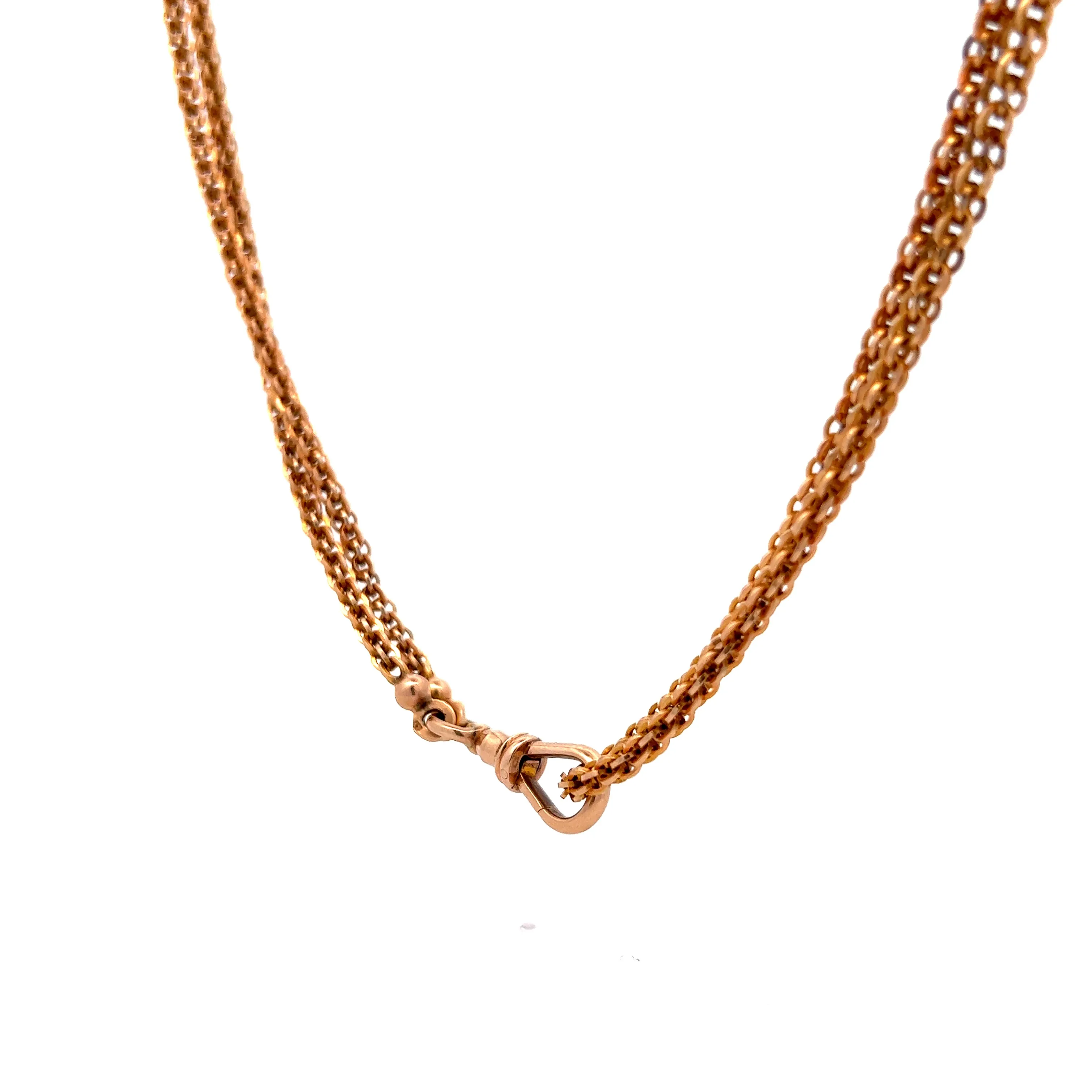 60" Victorian Fob Chain Necklace in 14k Yellow & Rose Gold