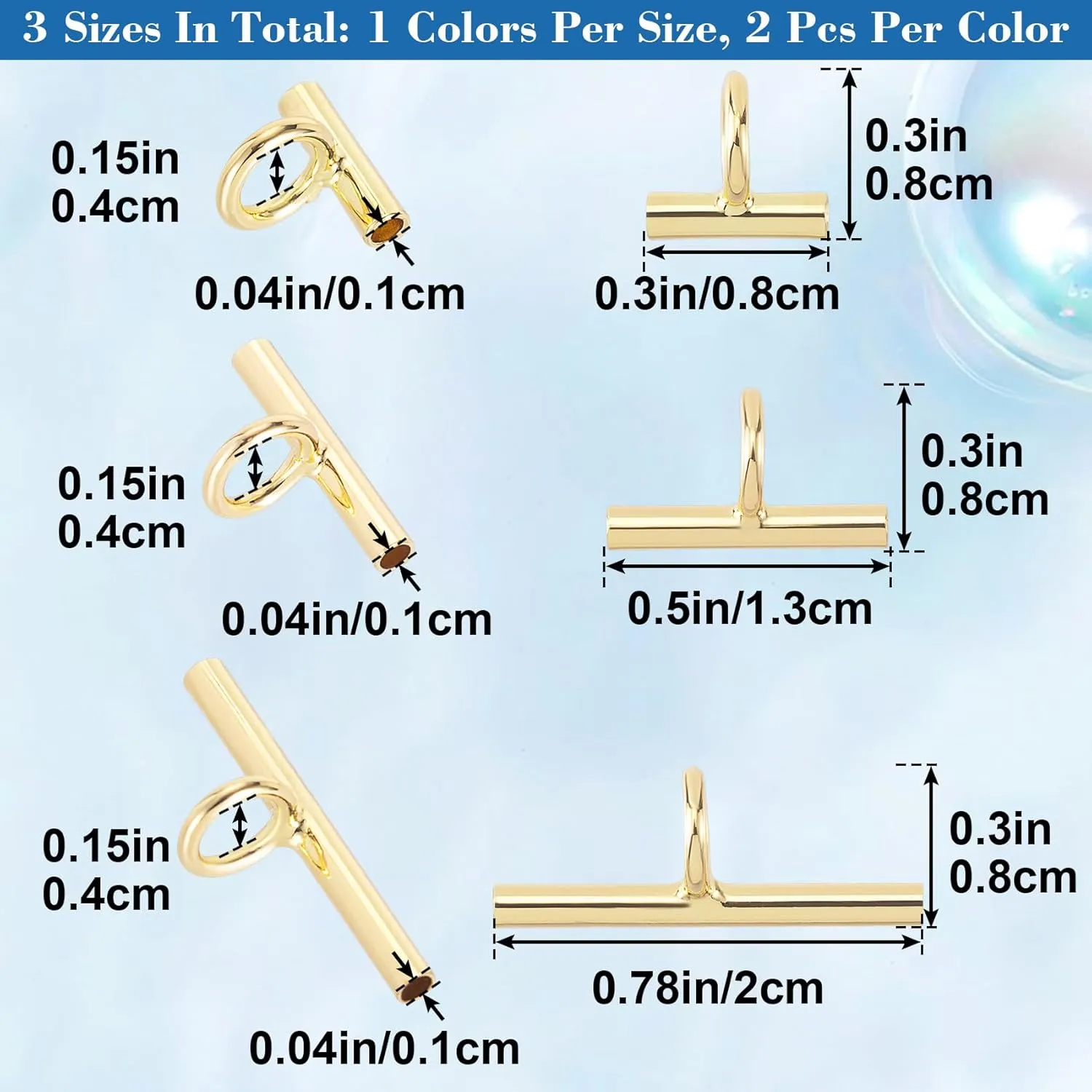 6PCS Pin to Pendant Converters, Brass Brooch Necklace Adapter, Metal Brooch Pin Converter to Pendant for DIY Jewelry Making, Crafts Accessories - Gold (8 mm, 13 mm, 20 mm)