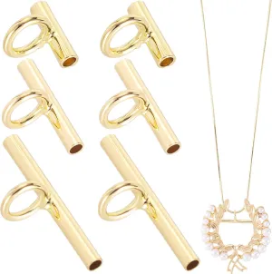 6PCS Pin to Pendant Converters, Brass Brooch Necklace Adapter, Metal Brooch Pin Converter to Pendant for DIY Jewelry Making, Crafts Accessories - Gold (8 mm, 13 mm, 20 mm)