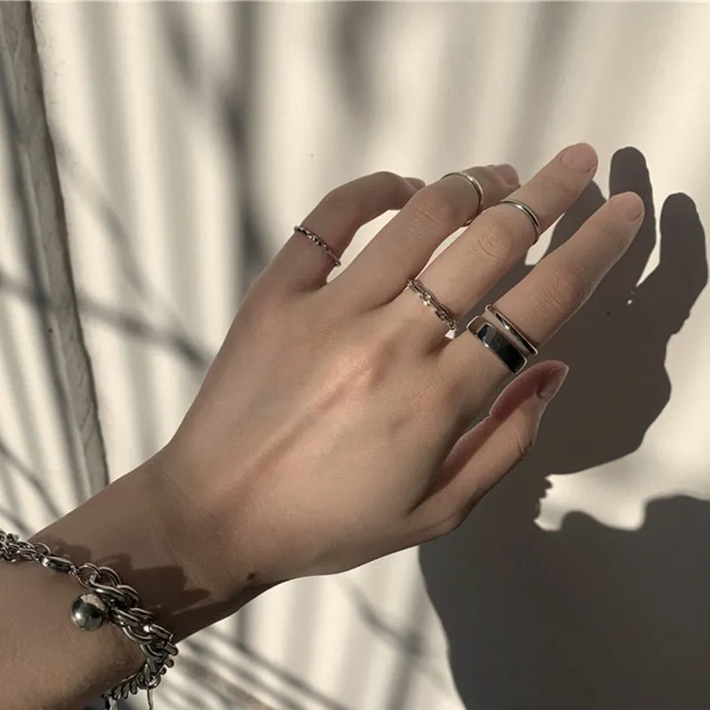 7PCS/SET Fashion Mixed Minimalist Ring Set