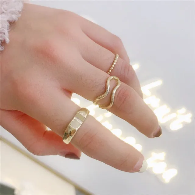 7PCS/SET Fashion Mixed Minimalist Ring Set