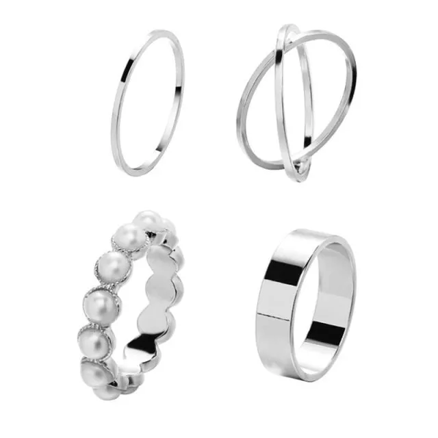 7PCS/SET Fashion Mixed Minimalist Ring Set