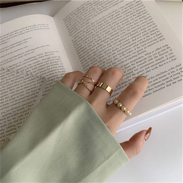 7PCS/SET Fashion Mixed Minimalist Ring Set