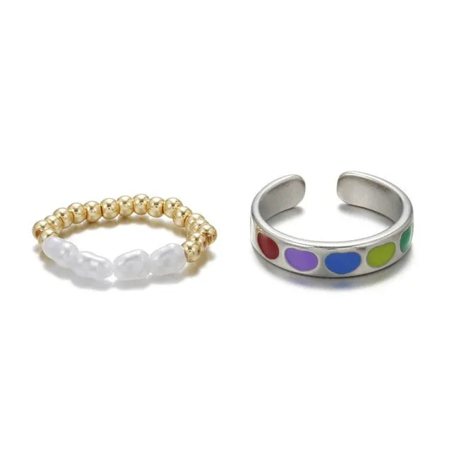 7PCS/SET Fashion Mixed Minimalist Ring Set