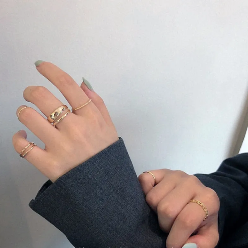 7PCS/SET Fashion Mixed Minimalist Ring Set