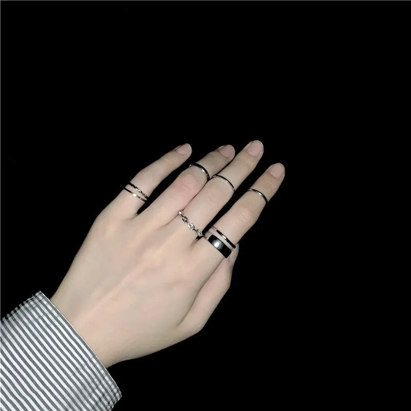 7PCS/SET Fashion Mixed Minimalist Ring Set