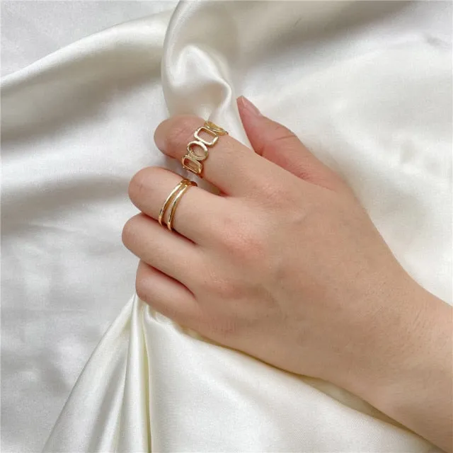 7PCS/SET Fashion Mixed Minimalist Ring Set