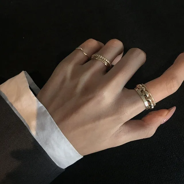 7PCS/SET Fashion Mixed Minimalist Ring Set