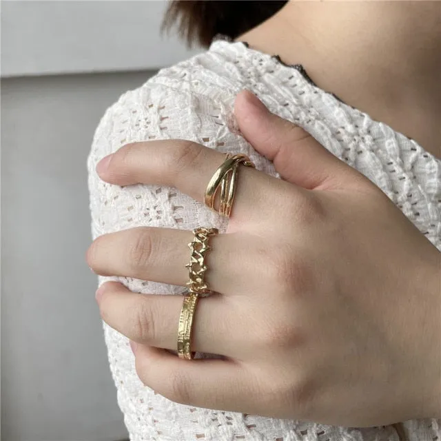 7PCS/SET Fashion Mixed Minimalist Ring Set