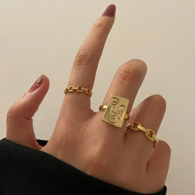 7PCS/SET Fashion Mixed Minimalist Ring Set