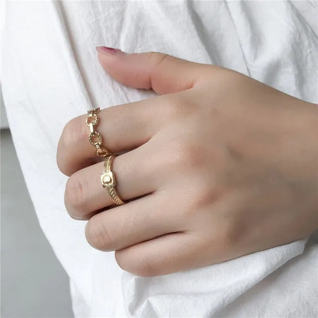 7PCS/SET Fashion Mixed Minimalist Ring Set