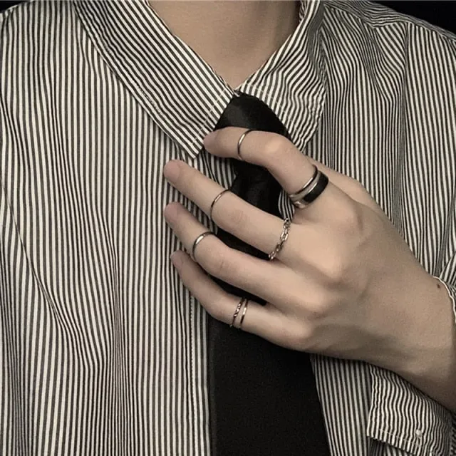 7PCS/SET Fashion Mixed Minimalist Ring Set