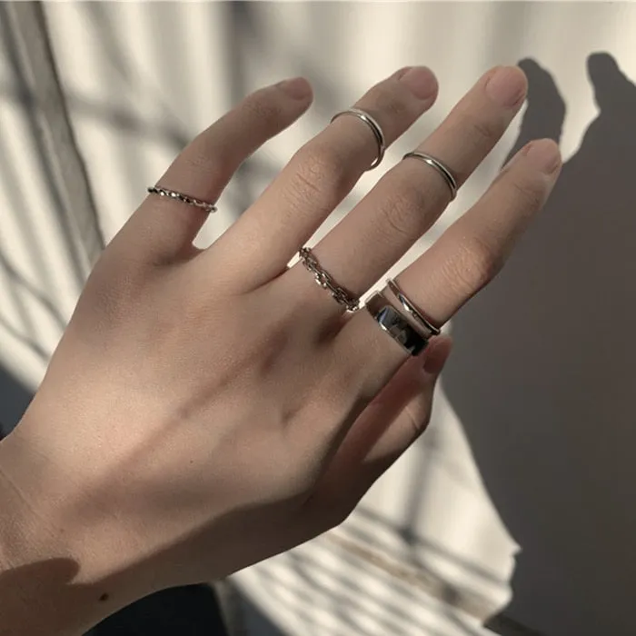 7PCS/SET Fashion Mixed Minimalist Ring Set