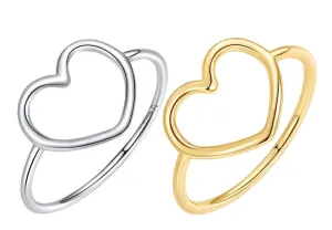 925 SS Minimalist Heart Rings