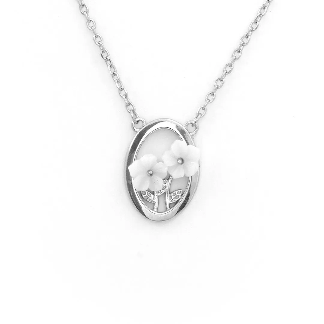 925 Sterling Silver Frosty White Floral Chain