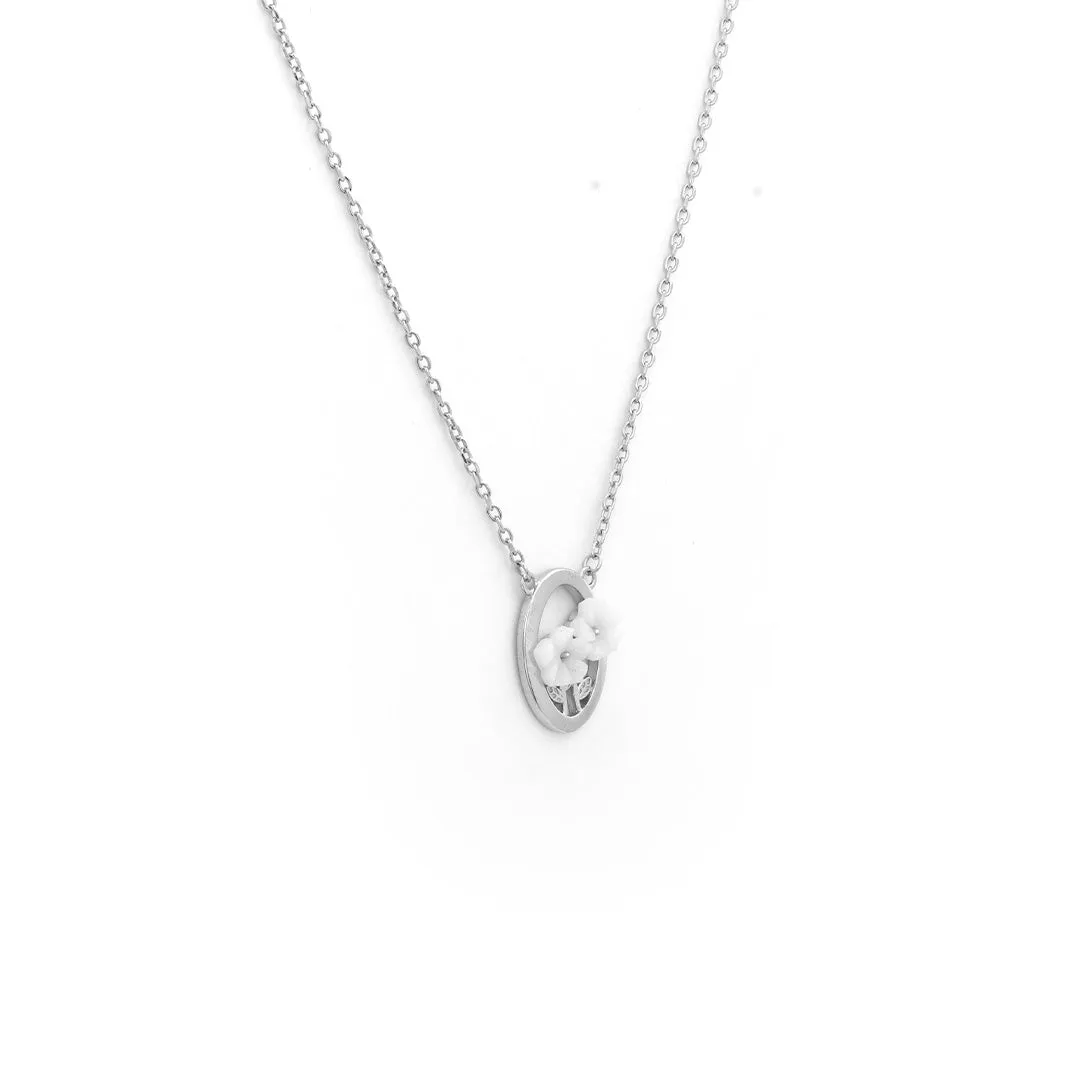 925 Sterling Silver Frosty White Floral Chain