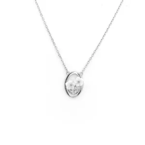 925 Sterling Silver Frosty White Floral Chain
