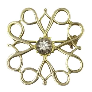 9ct Yellow Gold Diamond Art Nouveau Brooch