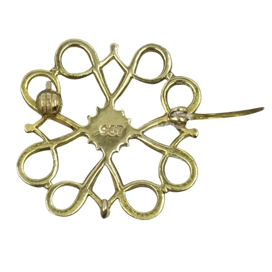 9ct Yellow Gold Diamond Art Nouveau Brooch