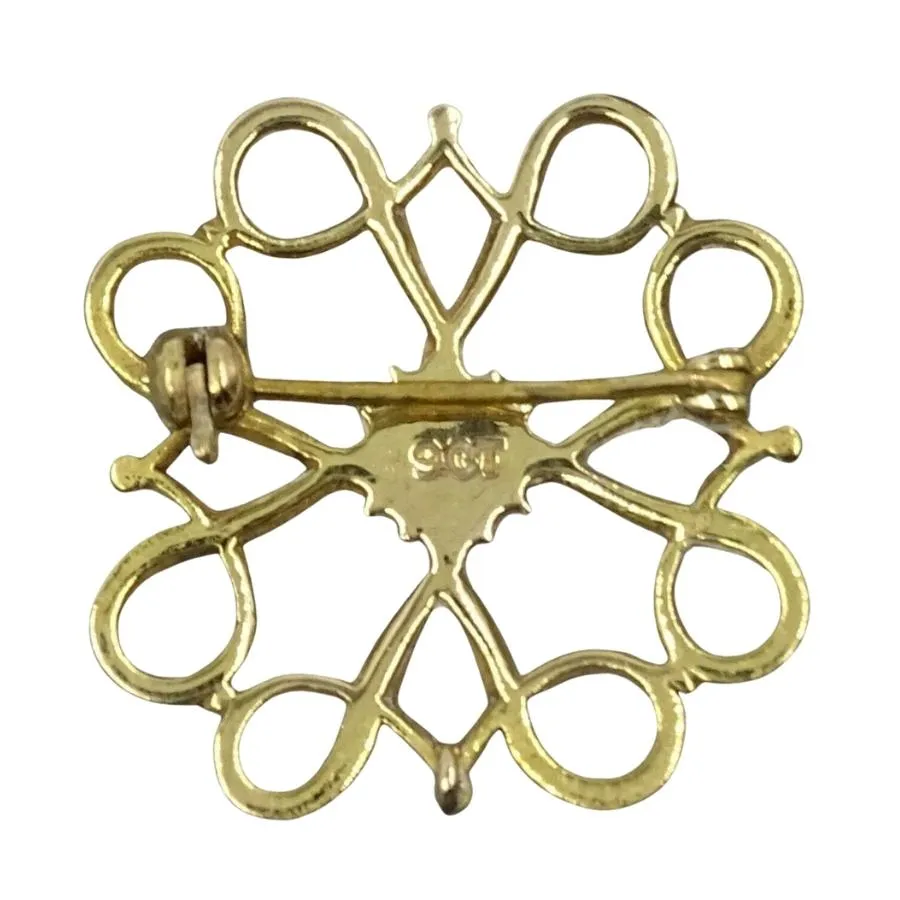 9ct Yellow Gold Diamond Art Nouveau Brooch