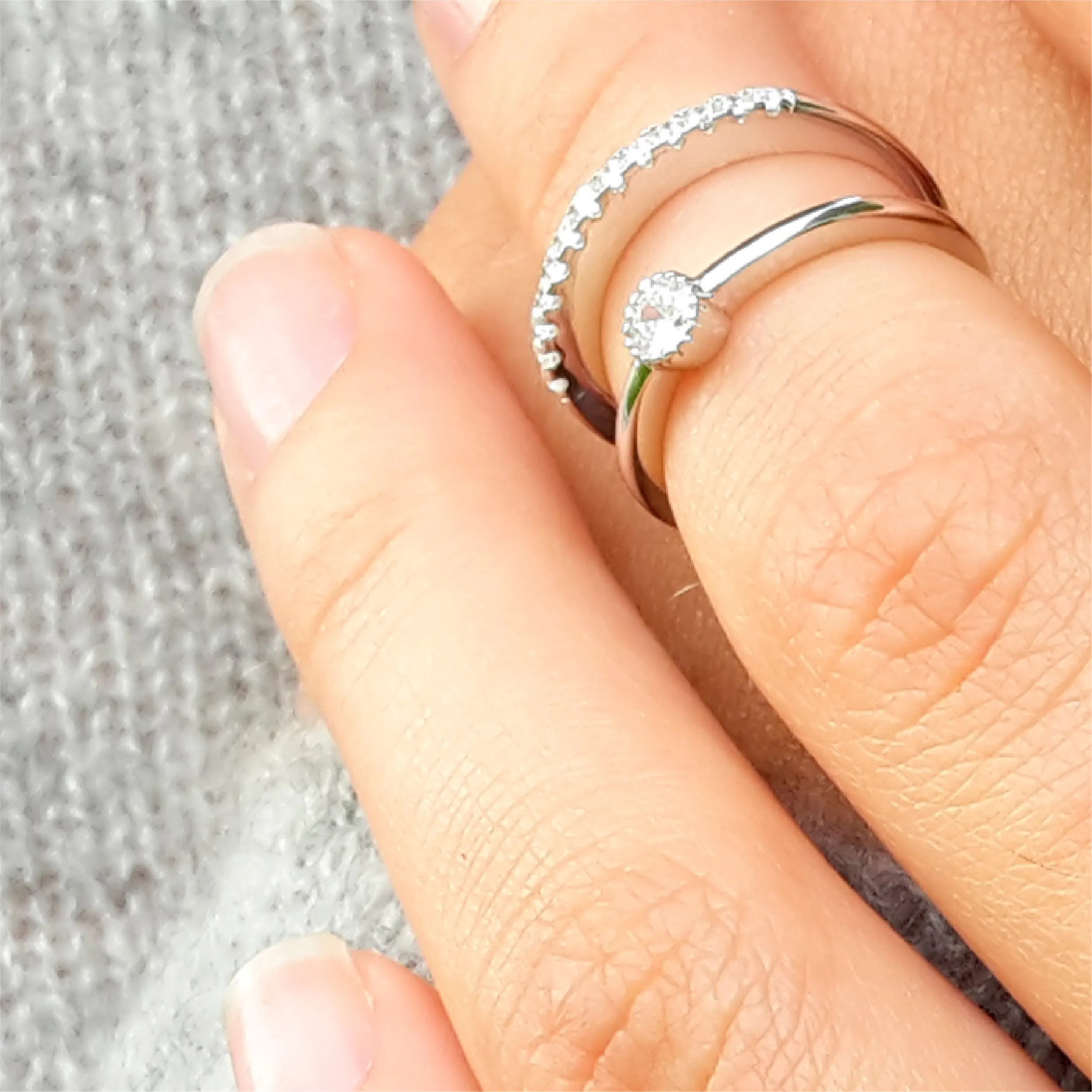 Adjustable Trendy Midi Ring  Sterling Silver with White Zirconias