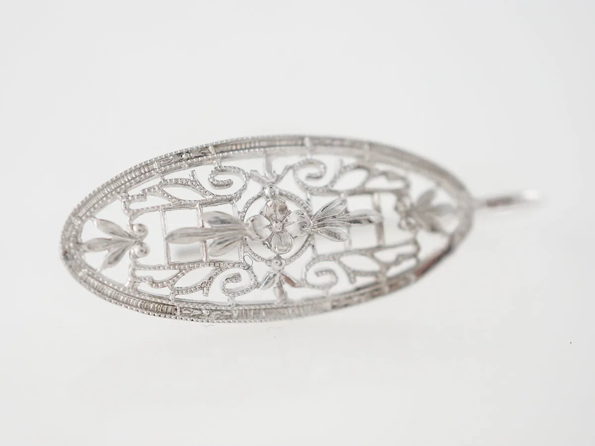 Antique Earrings Art Deco Filigree in 14k White Gold