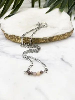 baby bauble necklace - mauve and cream
