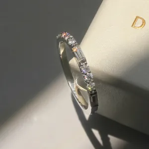 Baguette Accent Half Eternity Band