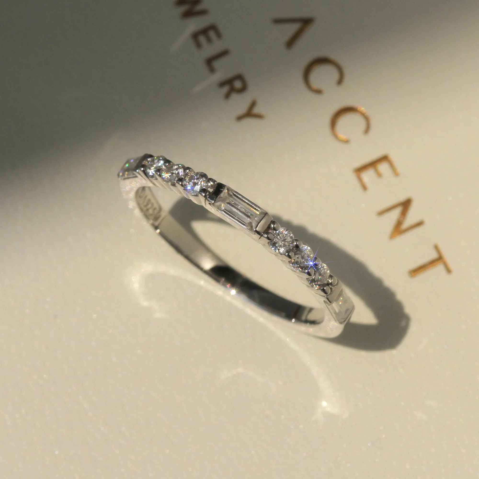 Baguette Accent Half Eternity Band