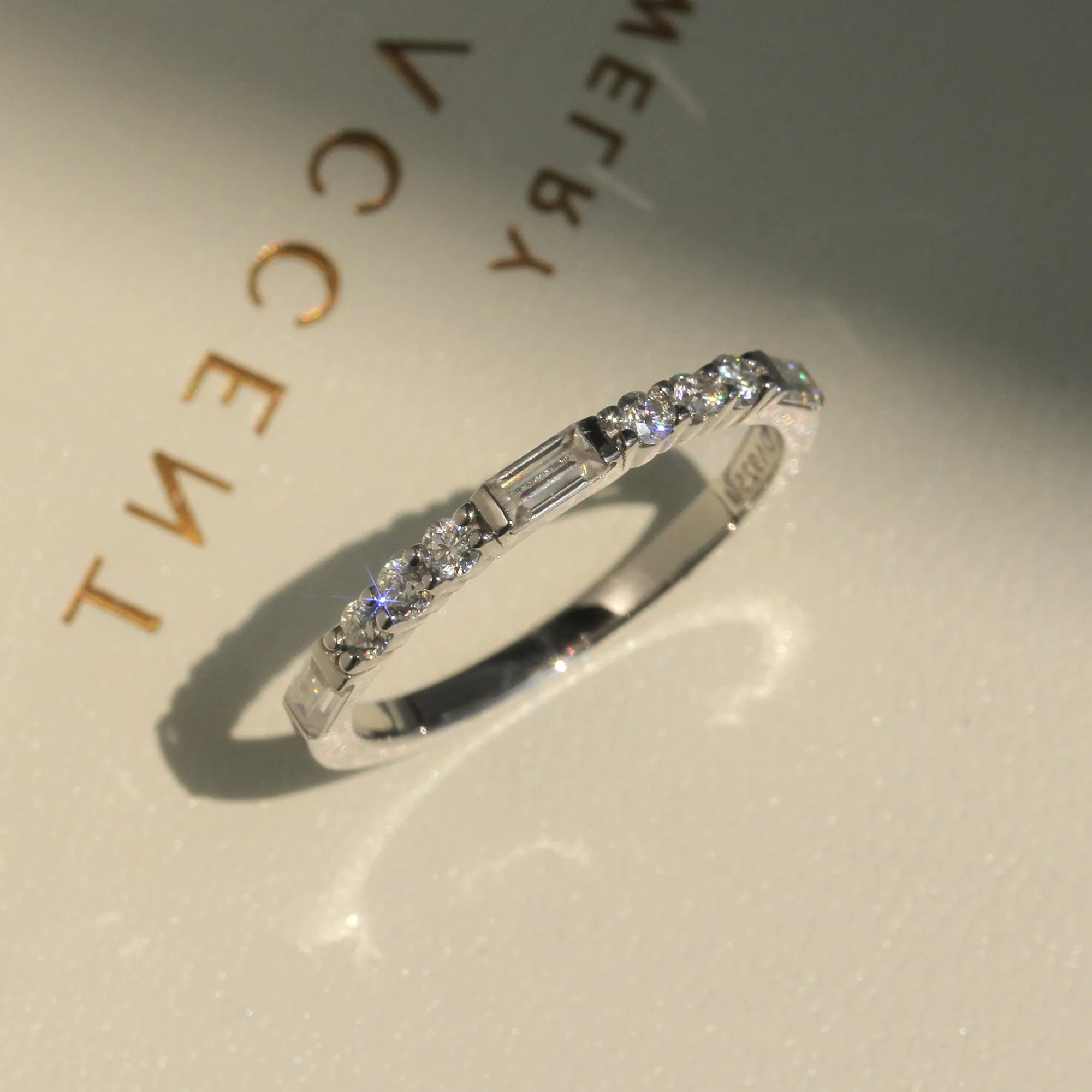 Baguette Accent Half Eternity Band