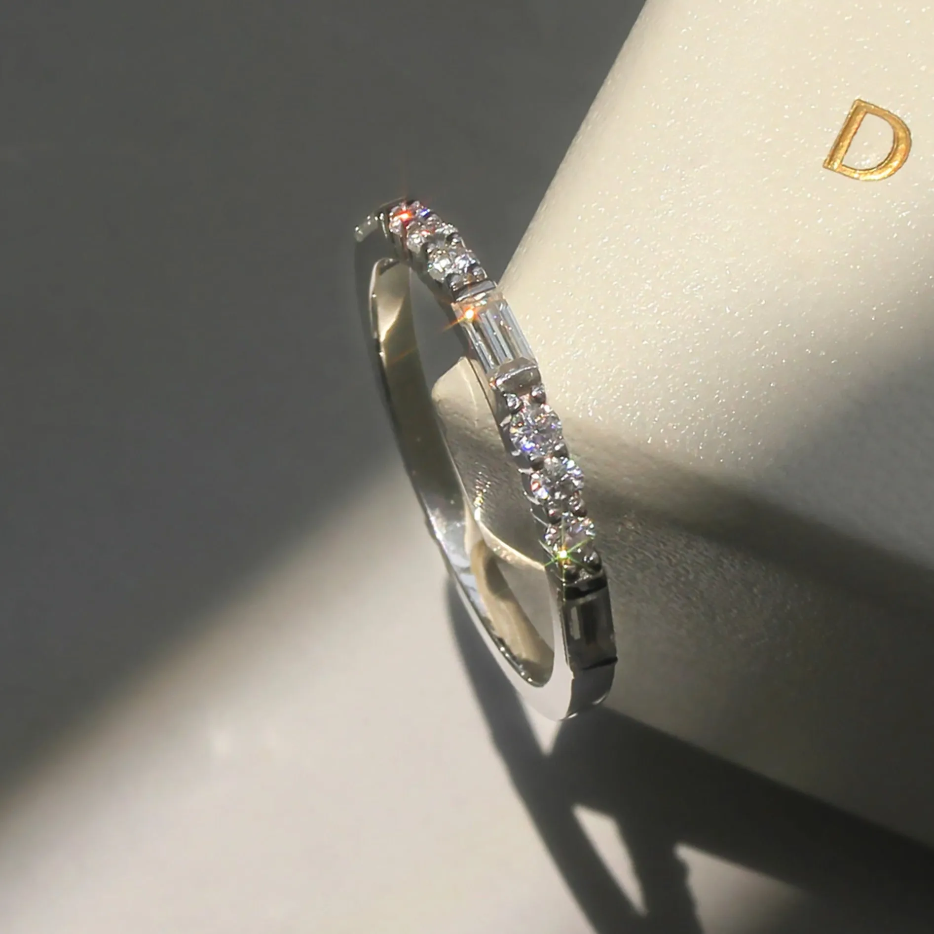 Baguette Accent Half Eternity Band